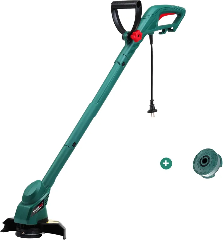 POSENPRO Cortabordes eléctrico con Cable 350W, Recortabordes eléctrico, 12.500rpm, Ancho de Corte 23 cm, Cabezal Ajustable 180º. Hilo de Nylon 1.4mm diámetro