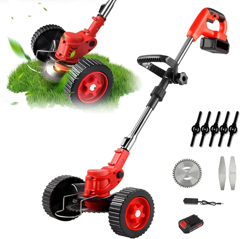 21V Cordless Edge Cutting with Battery Electric Brushcutter Lawn and Agricultural Land, DIY Garden (without Battery, 21V System, Cutting Diameter: 15 cm) (1 Battery-B)