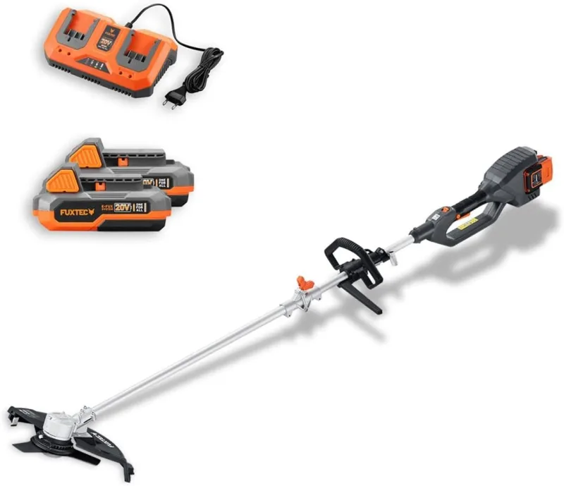 FUXTEC 2 x 20V Battery Trimmer FX-E2MSSET – Cutting Width 25.5 – 35 cm, Light Weight 10 kg, up to 6000 RPM (with battery and charger).