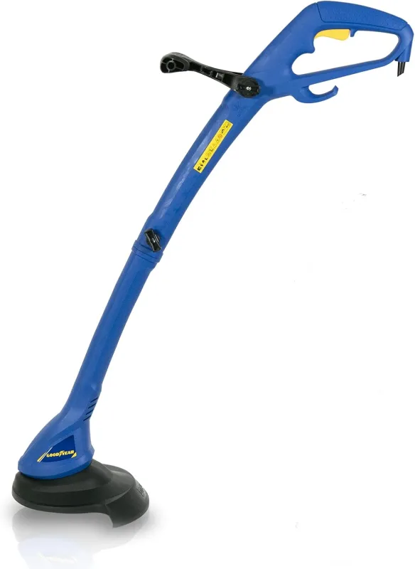 Goodyear - Cortabordes Eléctrico con Cable 350W, Recortadora, 10.000 RPM, Ancho Corte 25 cm, Cabezal Ajustable 180°, Hilo de Nylon 1.2 mm, Ligera y Ergonómica