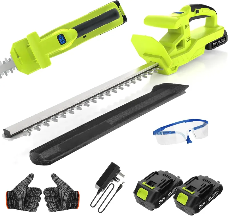 20 Inch Cordless Hedge Trimmer, 2 x 2000 mAh 21 V Dual Action Blade 50 cm, 750 W for Garden, Shrubs and Border Plants