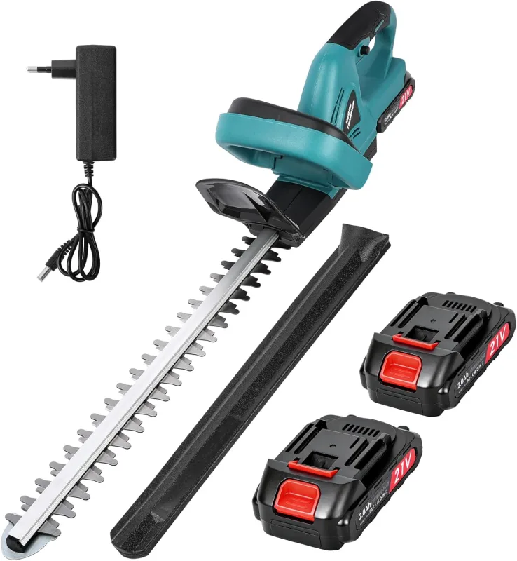 Cortasetos Batería 21V,Corta Setos Jardín Batería Potente con 2 Baterías 2000 mAh, Hoja de 51 cm, Cortasetos Eléctrico Inalámbrico para Jardín Doméstico