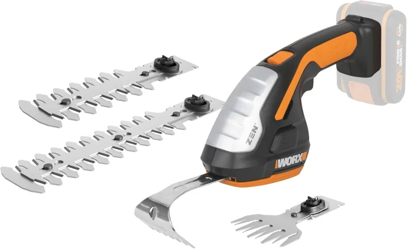 WORX Cortasetos de Mano 20V Máx. | PowerShare | WG801E.91 | No Incluye batería ni Cargador | Multifunción, Tijera de césped, Azadilla, arreglasetos | Incluye Accesorios
