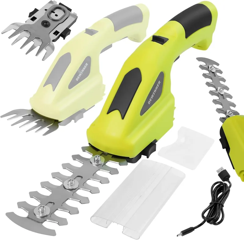 DEWINNER 7.2 V Lithium Battery Lawn Mower, Hedge Trimmer and Brush Cutter 2 in 1 with 2 Types of Blades Cutting Width 140 mm, 100 mm for Lawn, Shrubs and Hedges