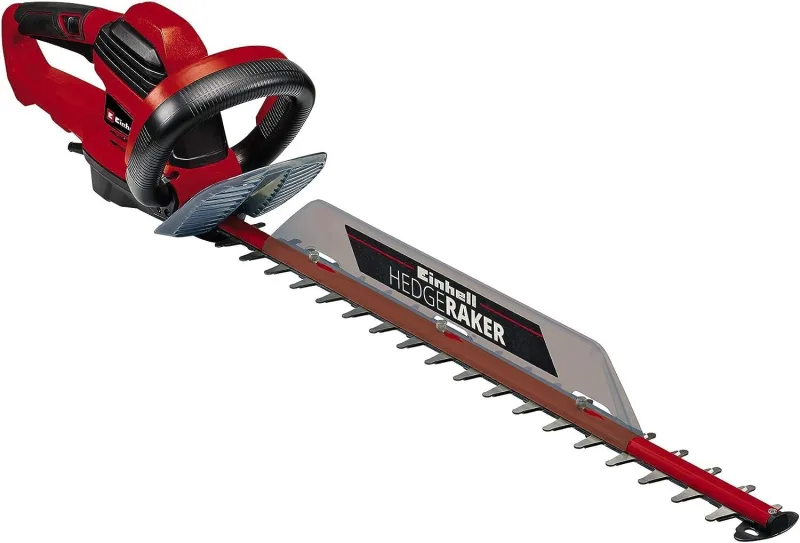 Einhell Cortasetos eléctrico GE-Eh 7067 (700 W, 670 mm de Longitud de Corte, 30 mm de Distancia Entre Dientes, recogedor de Recortes, Descarga de Cables)