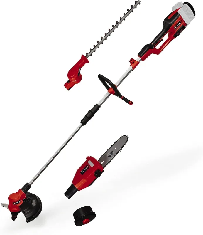Einhell GE-LM 36/4 in 1 Li-Solo Power X-Change powered multifunction tool (Li Ion, 2x 18V, brushless motor, hedge trimmer head can be tilted 7 times, without battery and charger)