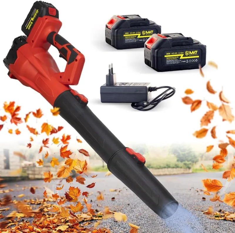 MAKTUL Soplador de Hojas Batería Potente y Ligero, Motor 6 Velocidades 28.000 RPM 241 Km/h, 2 Baterías 4000mAh 20V 450W, Sopladora de Aire Jardín Alta Potencia, Bufador Eléctrico Inalámbrico sin Cable