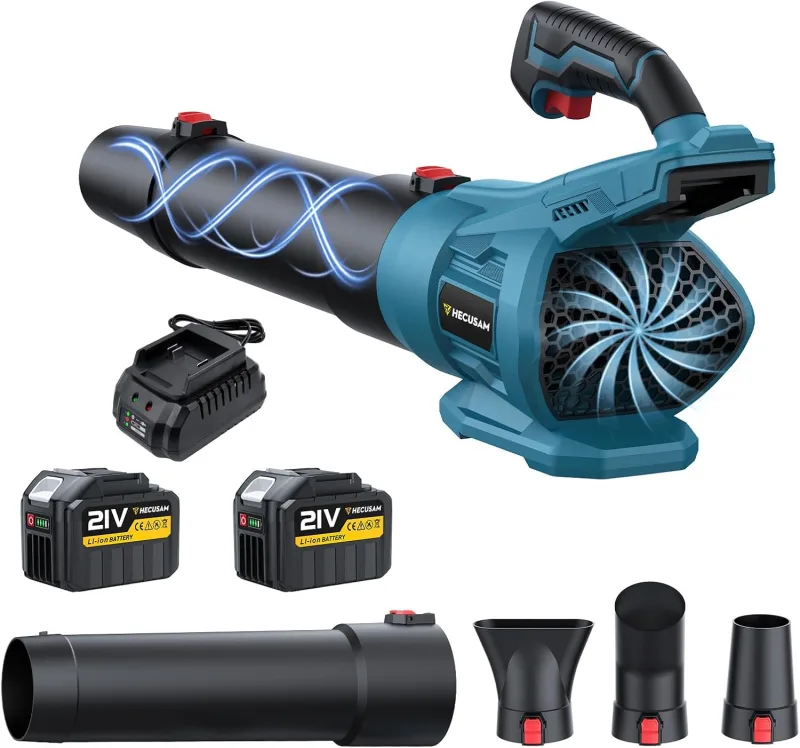 Soplador De Hojas Bateria, Motor Sin Escobillas, 288 km/h Y 800 m³/h, 40000 RPM, 2 BateríAs Y Cargador, Soplador con BateríA con 3 Boquillas De Soplado para Limpiar Patios Y Caminos