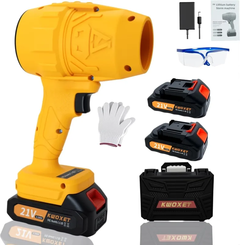 Soplador de Hojas,Kwoxet Mini Soplador de Hojas Bateria de Hojas con Turbocompresor Velocidad del Aire 576 km/h, 2 pcs Baterías 21v 3000 mAh, Adecuado para el Mantenimiento del Jardín