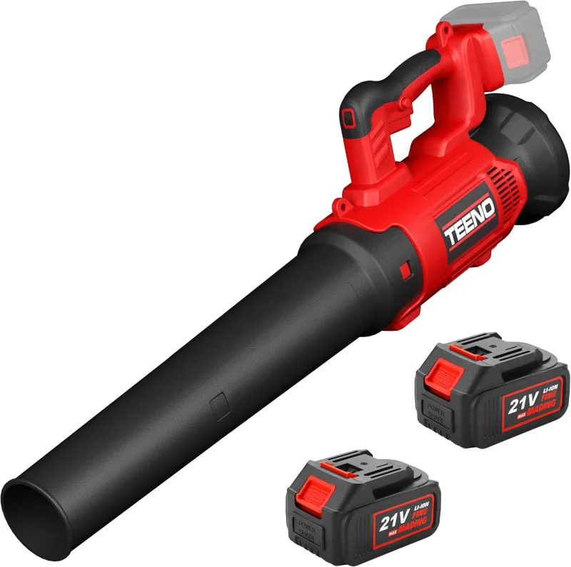 TEENO Leaf Blower, Blower with 4.0Ah Rechargeable Batteries and Charger, Air Flow 780m³/h, 210km/h, 6 Speeds Electric Leaf Blower for Lawn Care, Patio