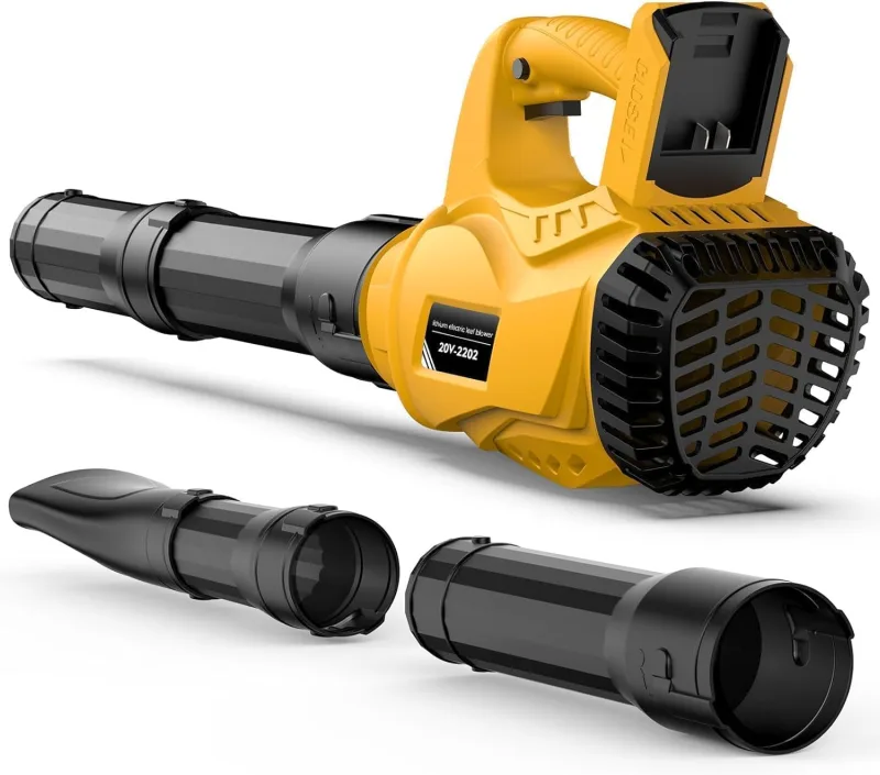 Electric Leaf Blower Compatible with Dewalt 20V, 300km/h Battery, 6 Speeds Powerful Air Blower, Removable, Used to Clean Garden Leaves, Snow, Dust (Yellow)