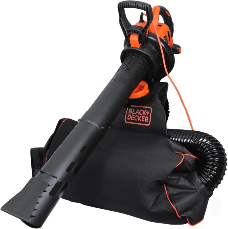 BLACK+DECKER 3-en-1 Soplador de Hojas de 3000W, aspiradora y trituradora con Mochila de recolección de 72L, BEBLV300-QS