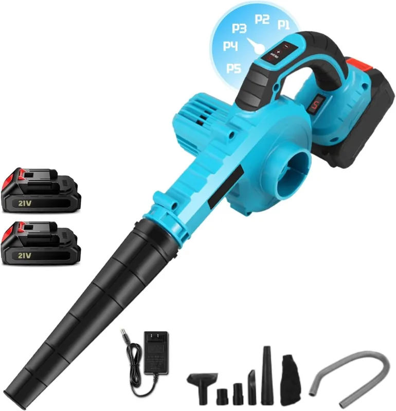 Cordless Leaf Blower for Makita 18V Battery, 2-in-1 Leaf Blower with 7500mAh Battery x2, 5-Speed Control, Vacuum Cleaner and Garden Blower (7500mAh x2)