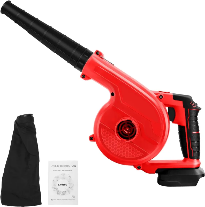 Battery Operated Leaf Blower, Leaf Blower Compatible with Makita Battery 21V, Leaf Blower for Removing Leaves, Mud, Snow, Car Dust (No Battery-Red)