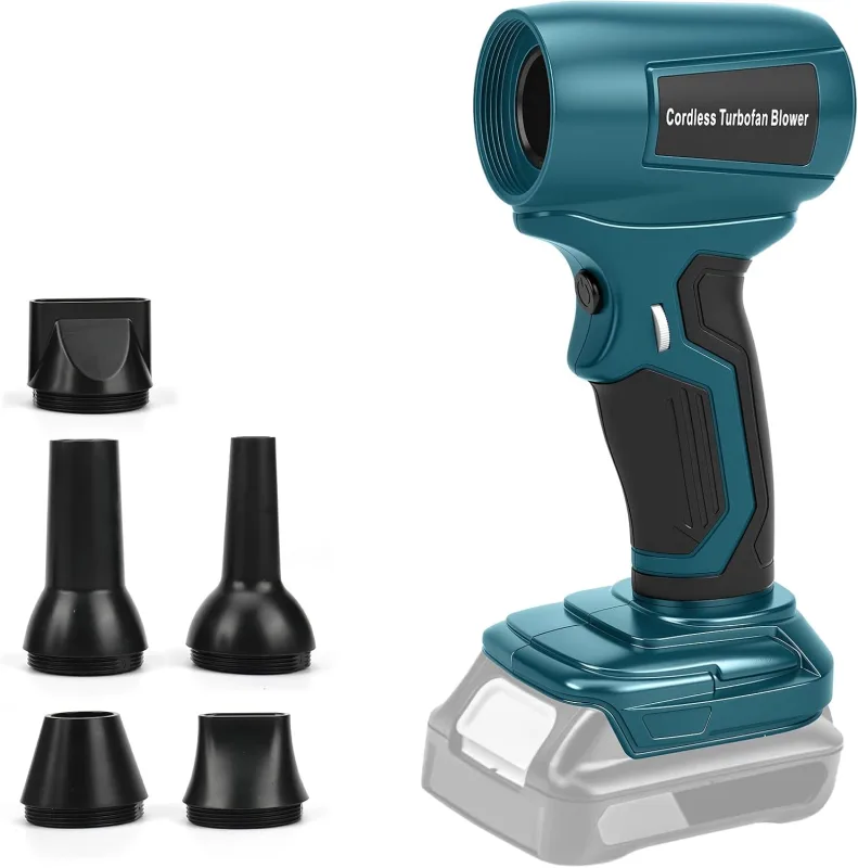 Battery Powered Mini Leaf Blower Compatible with Makita 18V, 30m/s, 130000RPM Brushless Motor, 5 Nozzles Included, Lightweight and Portable for Deck, Lawn, Car Cleaning and Camping