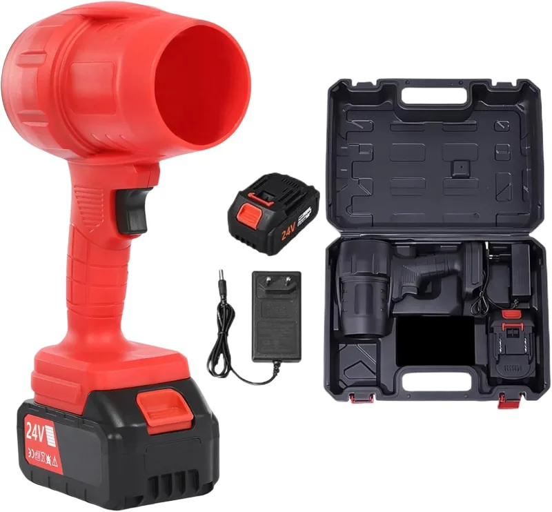 Cordless Leaf Blower, Powerful Turbo Blower, Portable Leaf Blower for Garden Lawn Outdoor Car Iron House Snow Camping with Battery and Charger