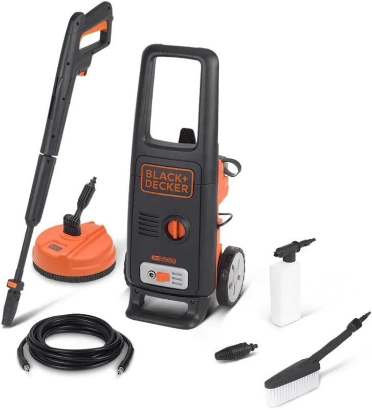 Black+Decker BXPW1600PE High Pressure Washer with Patio Cleaner and Fixed Brush, Deluxe (1600 W, 125 Bar, 420 L/H)