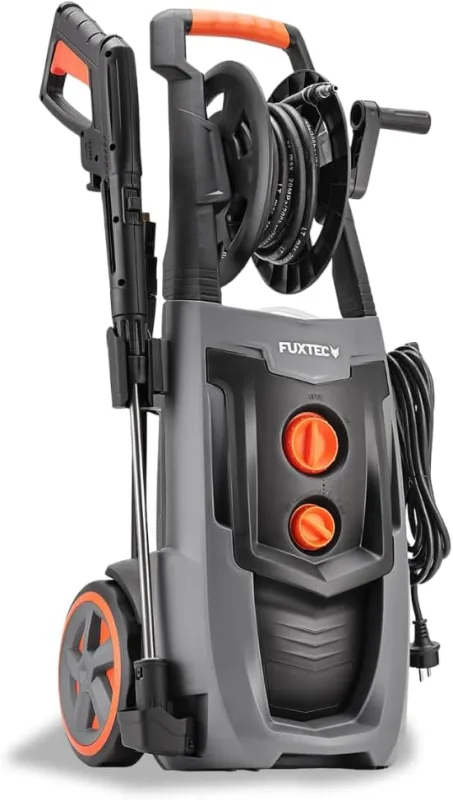 FUXTEC Hidrolimpiadora Profesional FX-HDRP2500 2500W 195 Bar con Manguera de Alta Presión de 7m, Caudal de 468 l/h, Varios Patrones de Pulverización y Tanque de Limpieza Integrado