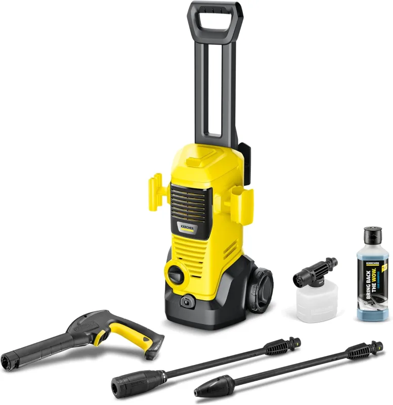 Kärcher K 3 FJ pressure washer, max. 120 bar, incl. foam nozzle for a well adhered foam and maximum dirt removal power, yellow