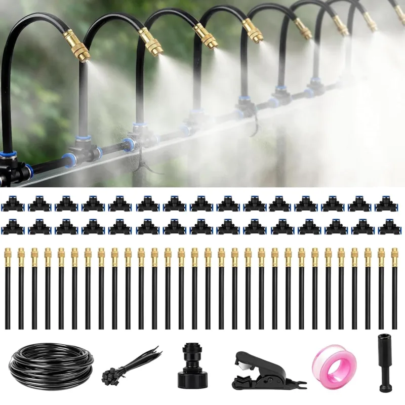 Garden Irrigation System, 30 m Automatic Drip Nebulizer Kit, Automatic Irrigation System with Adjustable Nozzle Sprinkler, Drip Irrigation System for Garden Greenhouse