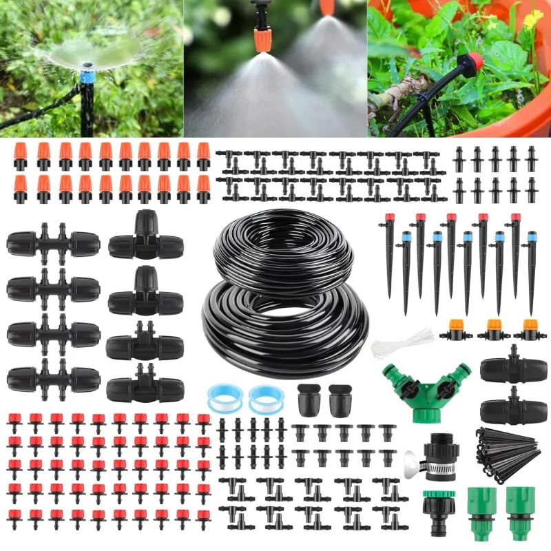 Garden Irrigation System, 315 PCS Drip Irrigation System, 60 m + 15 m Automatic Irrigation Kit for Garden, Greenhouse, Lawn, Patio, Terrace