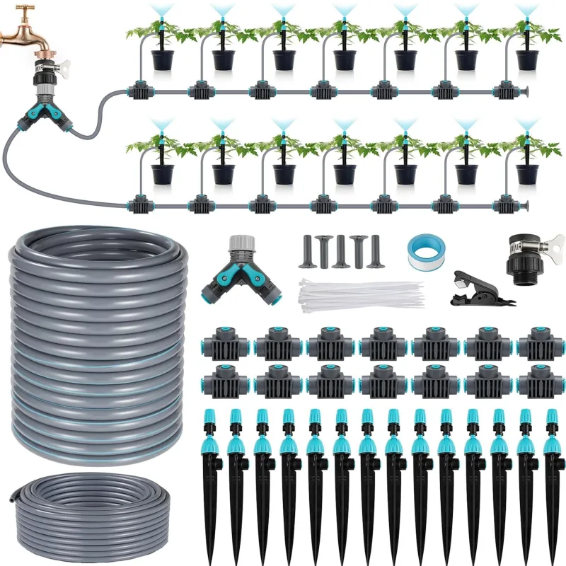 Garden Irrigation System 30M Drip Irrigation Kit, Micro Automatic Irrigation with Adjustable Nozzle Sprinkler and Dripper Sprayer for Garden, Greenhouse, Lawn, Patio, Terrace
