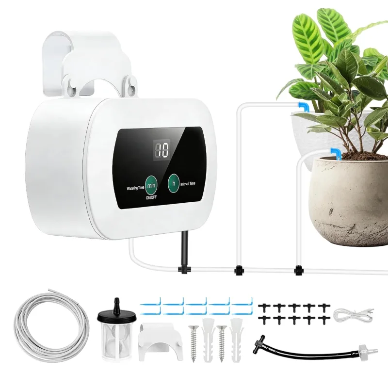 Automatic Irrigation System 10 Potted Plants Drip Irrigation Indoor 10 Meter Hose 10 Drippers Smart Watering System for Rooms Balcony Garden