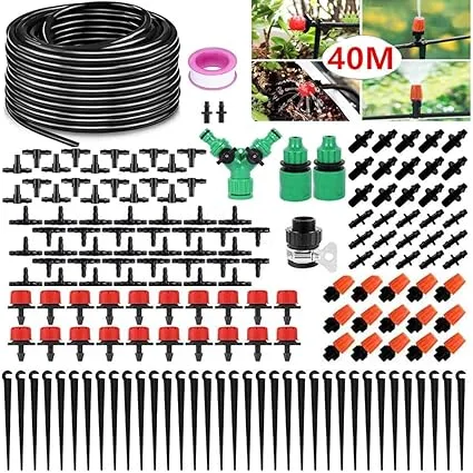 Garden Irrigation System, 158 PCS Drip Irrigation System, 40 m Irrigation Kit with Adjustable Nozzle Sprayer Sprayer and Automatic Dropper for Garden Greenhouse Lawn Patio Terrace