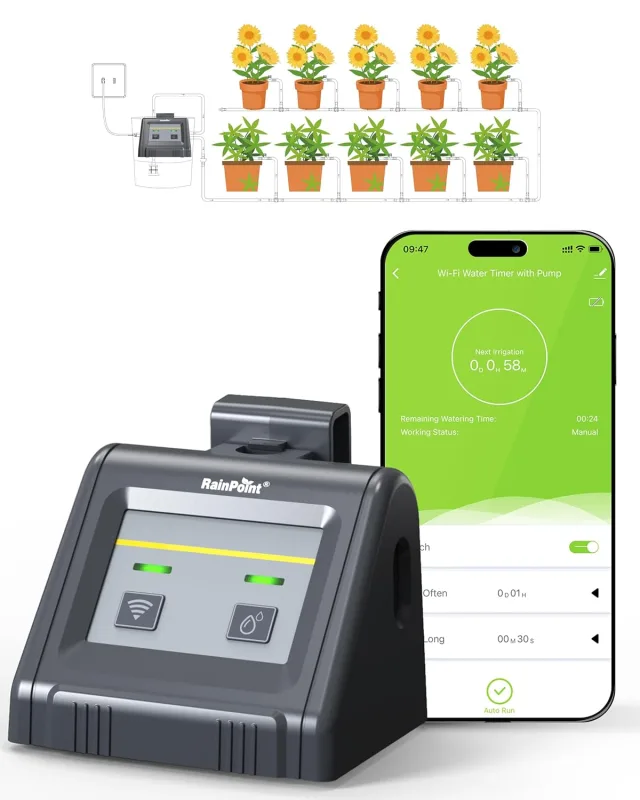RAINPOINT WiFi Automatic Watering System for Indoor Plants, DIY Drip Irrigation Kit Remote Control Automatic/Manual/Delayed Watering Mode by APP