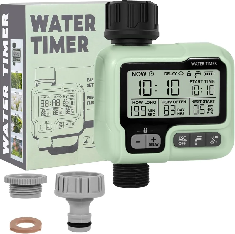 Hose Timers, Automatic Watering Timer, Garden Watering Timer with LCD Display, Child Lock Mode/Rainfall Delayed Watering/IPX5 Waterproof