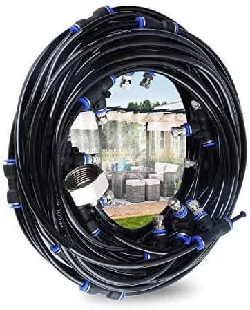 Hydrogarden Terrace Nebulizer Kit, 18M Nozzle Automatic Irrigation Kit Misting System Cooling with Durable Hose and Removable Nozzles for Garden Terrace Greenhouse