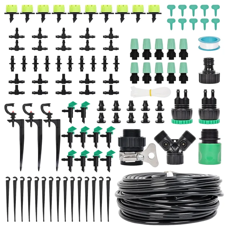 HOINCO 98FT 153 Drip Irrigation Kits, Drip Irrigation System Kits Automatic Spraying Irrigation System Patio Plants, Suitable for Gardens, Greenhouses.