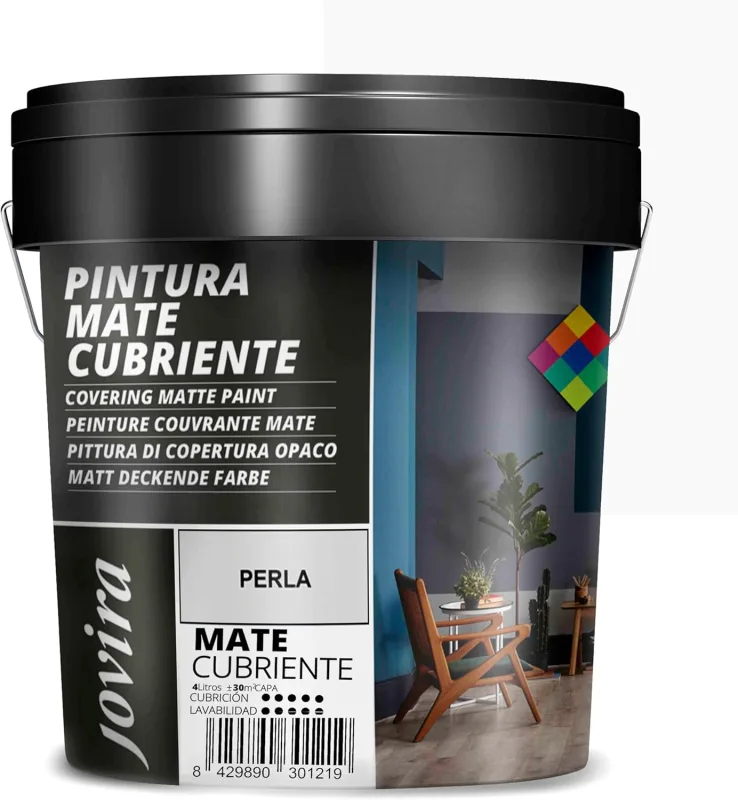JOVIRA PINTURAS 6 kg | Matte Coating Paint | Colours | Interior-Exterior Paint with Excellent Covering Power. (4 Litres, White) A-32B