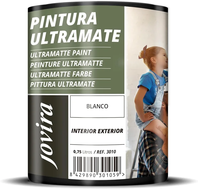 JOVIRA PINTURAS | 750ml | UltraMatte Exterior/Interior Washable Paint, Super Coating, White (750 Milliliters) F-18