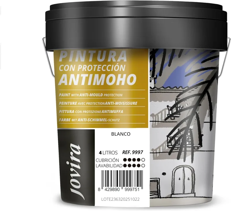 JOVIRA PINTURAS - 6 kg - Anti-mould paint, resistant to mould on walls, matt look (4 litres, white) A-7