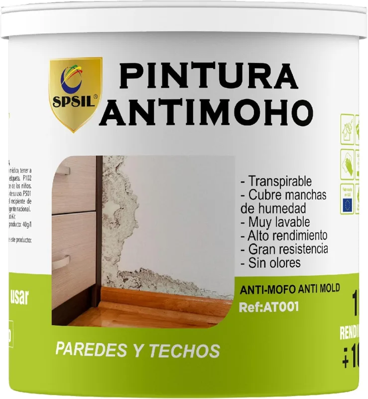 SPSIL Anti-Mould Paint – Prevents Mould – Idel for Kitchen, Bathroom, Garage – Indoor/Outdoor Use – No Unpleasant Odor – Drying in 2 Hours (White) (1 kg)