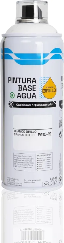 BESCH Water-Based Spray Paint 400 ml – Ecological, Odorless, for Wood, Plastic, Metal and Cardboard – Uniform Coverage and Quick Drying – Gloss White, 1 Unit