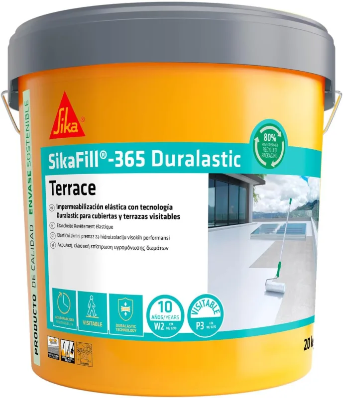SIKA - Acrylic coating - SikaFill 365 Terrace - White - Waterproofing for visiting roofs and terraces - protection of mediating walls and bridge from fissures - 5 kg
