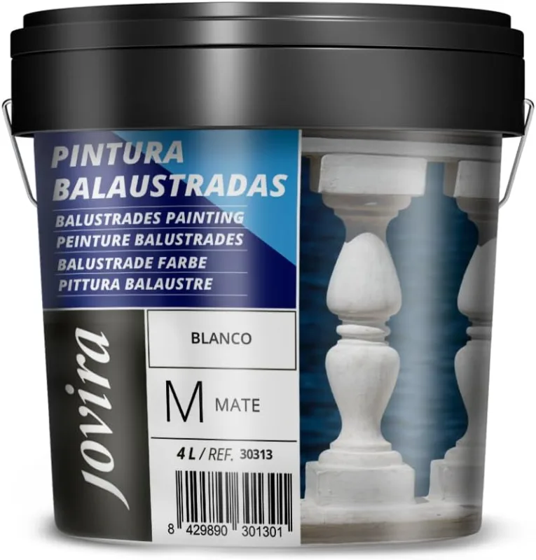 JOVIRA PINTURAS Balustrades Paints, Water Matte Finish. Special for Balustrades Coatings and Plaster and Concrete Lattices. (4 Litres, White) A-53B
