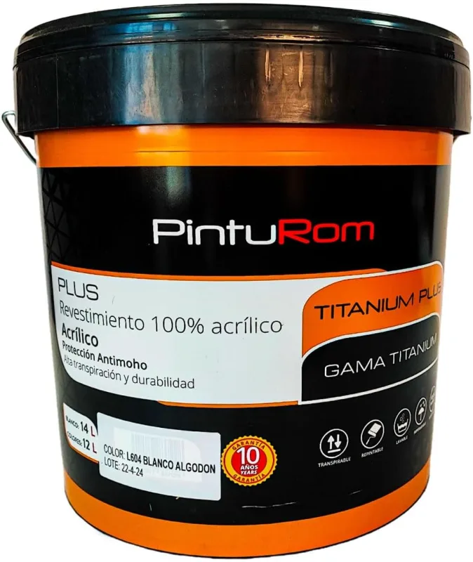 TITANIUM Color Facade Paint, 100% Acrylic, Exterior Colour Coating, 7-8 m²/L. Performance, Durability over Time, 12 Litre Container (L-601 - YELLOW BLUE)