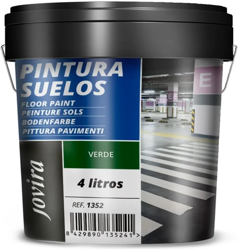 JOVIRA PINTURAS Paint Floors, Garages and Sports Floors in general, Matte Finish. Protects and decorates concrete, cement and asphalt surfaces (4 Litres, Green) A-16