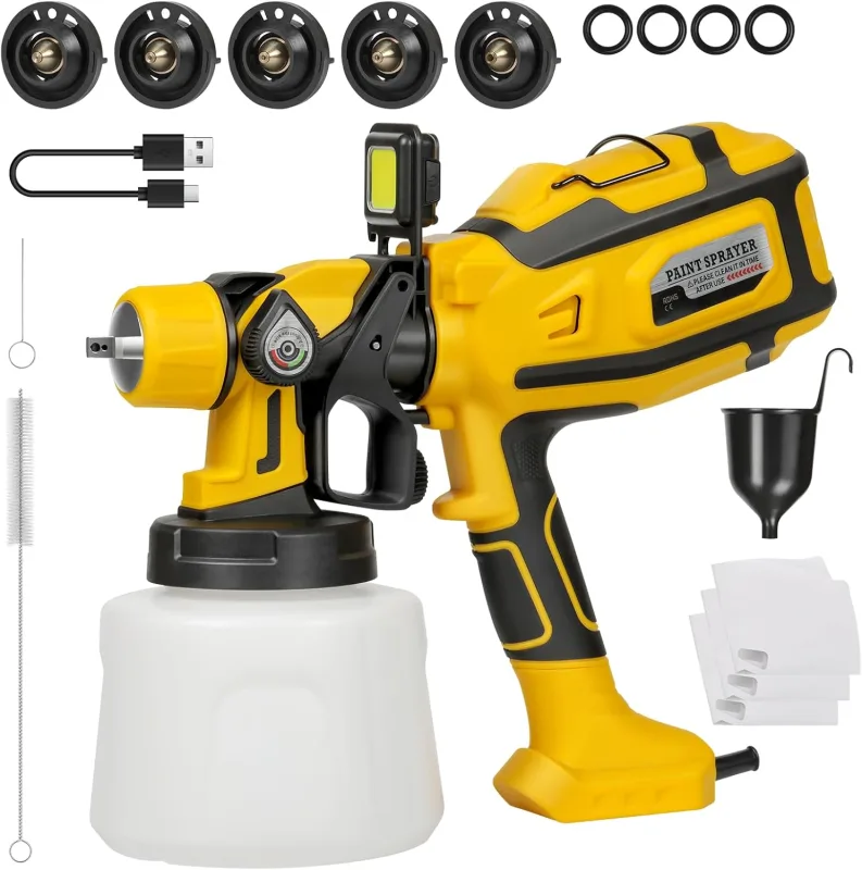GALAX PRO Paint Gun, HVLP Paint Gun 850W with 1400ML Tank, Electric Sprayer with 5 Nozzles and 3 Spray Patterns