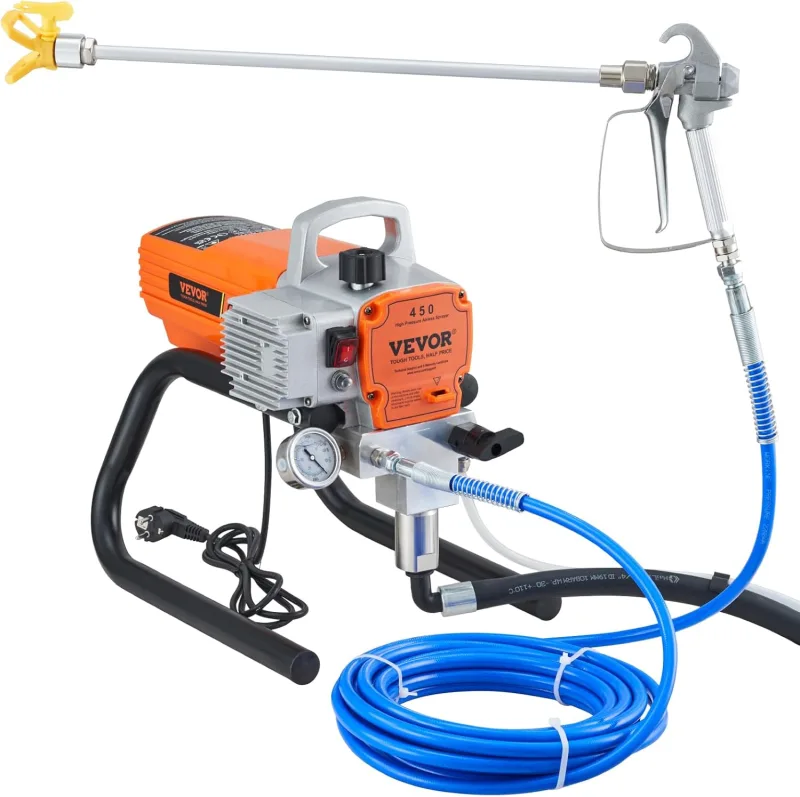 VEVOR Paint Sprayer 1800 W Airless Painting Machines 1.8 L/min Electric Airless Spray Gun Maximum Pressure 3000 PSI with 9 m Hose for Wall, Furniture, Outdoor, Indoor