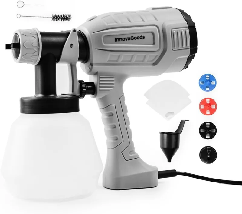 InnovaGoods® Paint Gun 500W, Electric Paint Gun Capacity of 1L, Paint Sprayer 800 ml/min, Paint Guns with Adjustable Intensity, Gun for Painting Walls and Ceilings