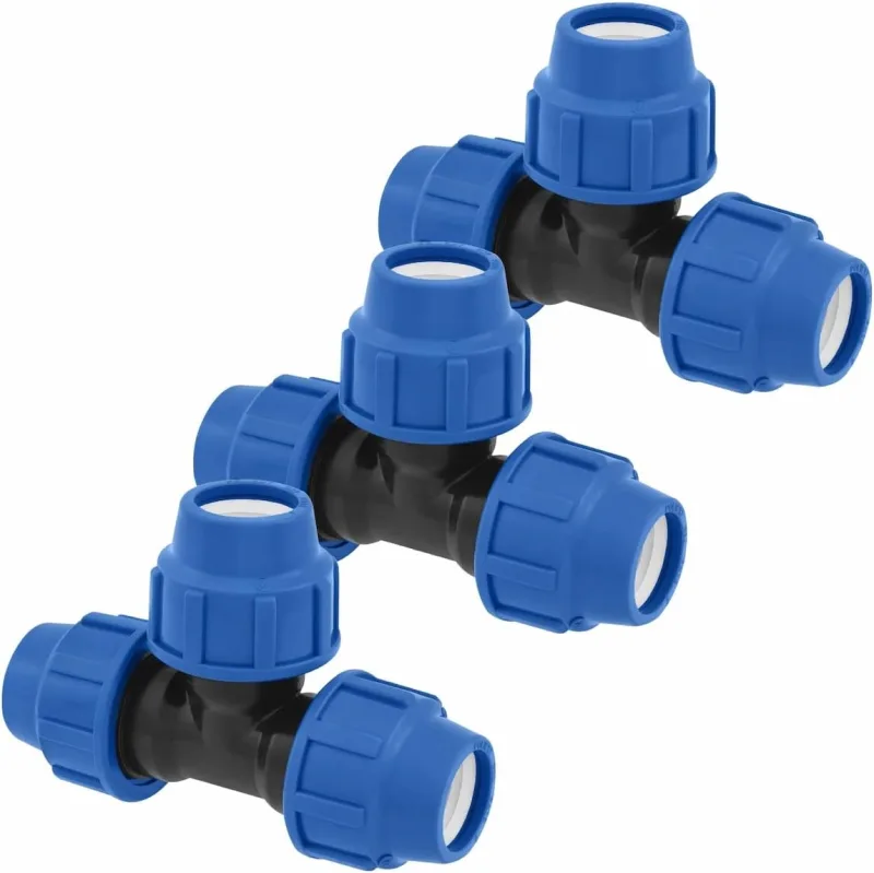 Aqua Polyethylene Pipe Connector - T-Piece - 20 mm x 20 mm x 20 mm - PP PN16 Fittings - Plumbing Fitting for PE80 Pipes - PE100 - 3 Pieces SmartProduct