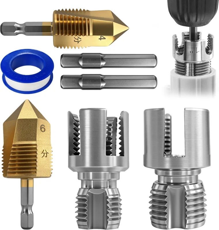 4 Items Thread Extractor Plumbing 1/2in 3/4in Cutter Internal and External Thread Sealing Band Thread Extractor for Plastic Pipes Ppr and PVC