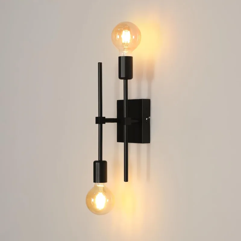 Riserva Industrial Wall Sconce, E27 350° Adjustable Black Vintage Indoor Wall Lamp for Bedroom, Living Room, Dining Room, Hallway, Stairs, Cafeteria