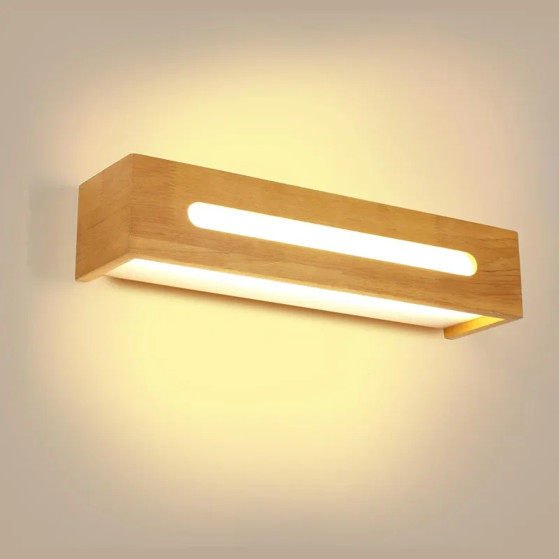 Comely Interior Wall Light LED 18W, Rustic Style Wooden Wall Lamp, Rectangular Wall Lamp for Living Room, Bedroom, Dining Room, Hallway, 3000K Warm White