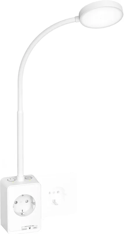 Reading Lamp Wall Lamp Bedside Table Dimmable LED Interior White with Plug and Power Socket, Touch Switches Two, 3 Light Colours, USB Output