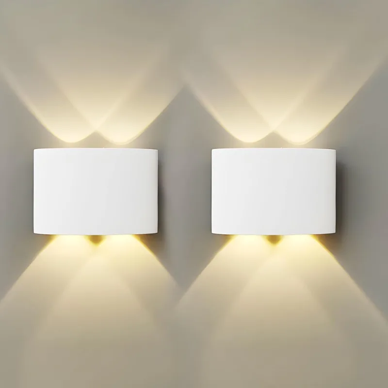 Wall Sconce Interior 2 Pieces 8W LED Lamp IP66 2800-3200K Indoor Light Bedroom Warm Environment Improves the Look of Your Home White 8 x 11 x 4 cm